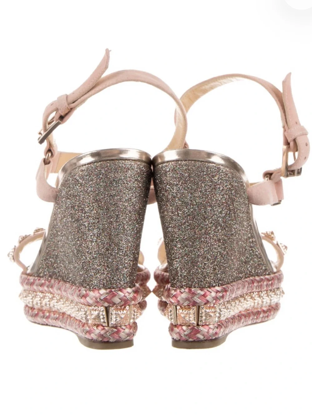 Christian Louboutin Women's Pink Embellished Wedge Sandal
